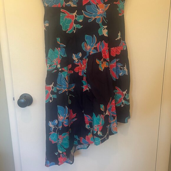 NWT Du Paradis Summer Night floral asymmetric-hem cotton midi dress sz M - Picture 8 of 15